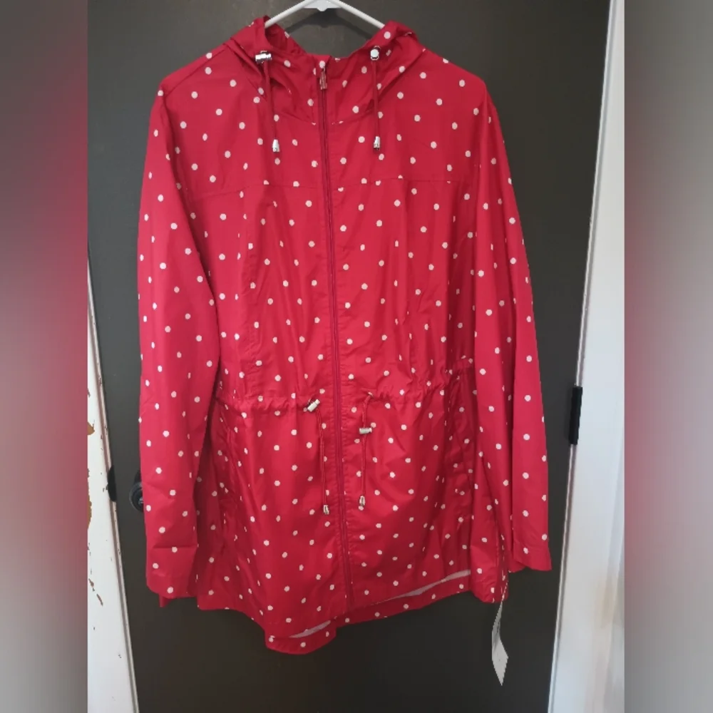 NWT CUTE Red Polka Dot Rain Jacket! - Picture 1 of 4